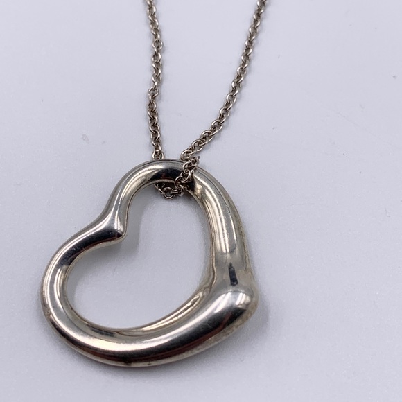 Authentic Tiffany & Co 925 Silver Elsa Peretti Large (27mm) Open Heart Necklace - Picture 5 of 10